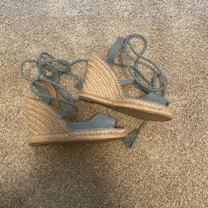 Blue Denim Wrap Heels